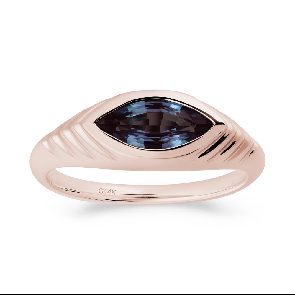 Marquise Alexandrite Statement Eye Ring - LUO Jewelry #metal_14k rose gold