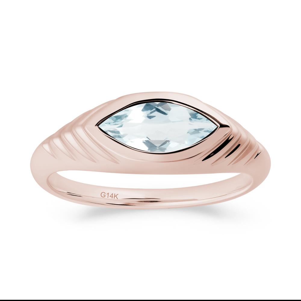 Bezel Set Marquise Aquamarine Ring - LUO Jewelry #metal_14k rose gold