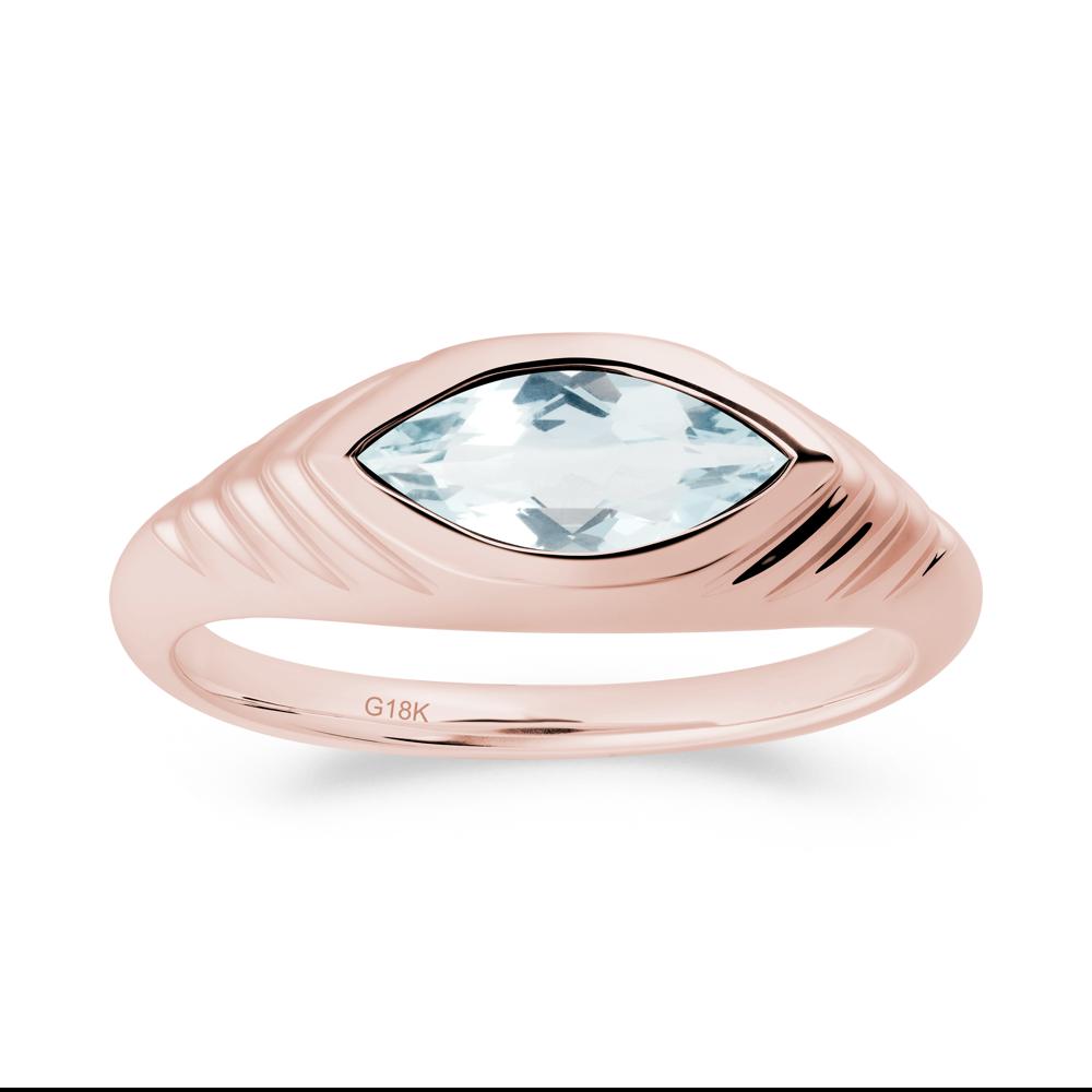 Bezel Set Marquise Aquamarine Ring - LUO Jewelry #metal_18k rose gold
