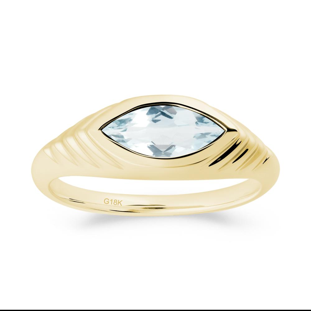 Bezel Set Marquise Aquamarine Ring - LUO Jewelry #metal_18k yellow gold