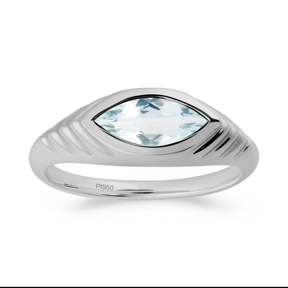 Bezel Set Marquise Aquamarine Ring - LUO Jewelry #metal_platinum