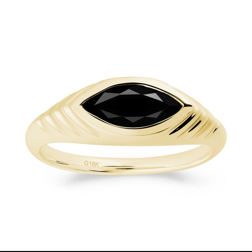 Bezel Set Marquise Black Spinel Ring - LUO Jewelry #metal_18k yellow gold