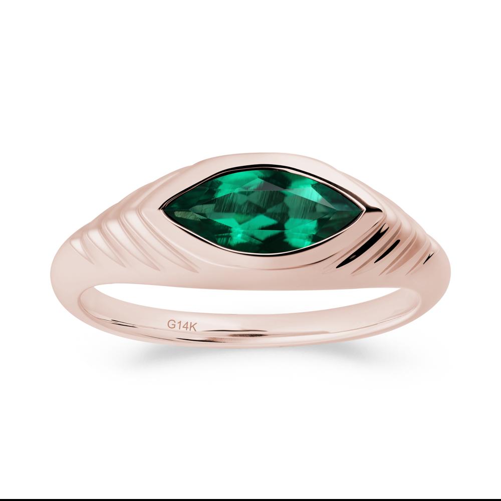 Bezel Set Marquise Emerald Ring - LUO Jewelry #metal_14k rose gold
