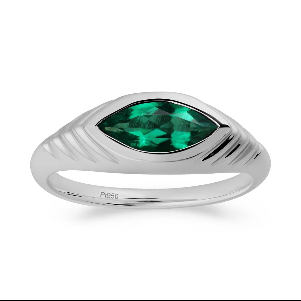 Bezel Set Marquise Emerald Ring - LUO Jewelry #metal_platinum