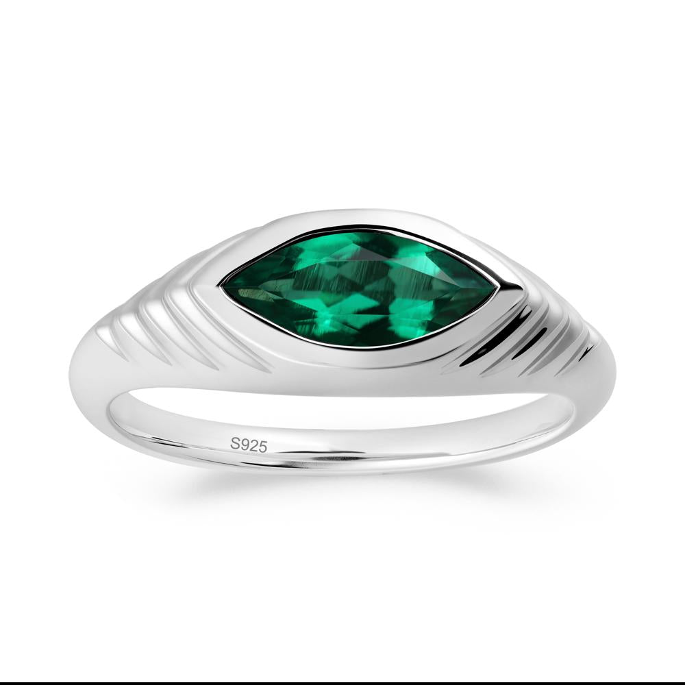 Bezel Set Marquise Emerald Ring - LUO Jewelry #metal_sterling silver