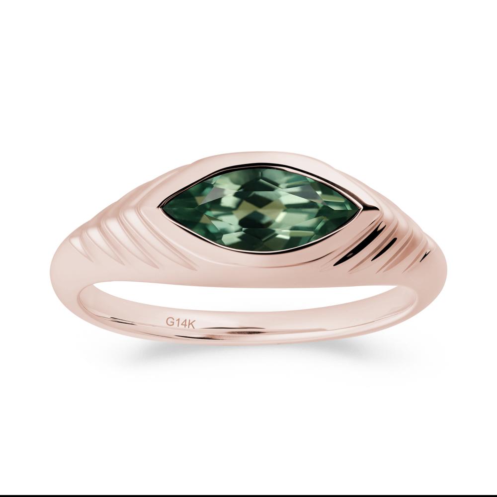 Marquise Green Sapphire Statement Eye Ring - LUO Jewelry #metal_14k rose gold