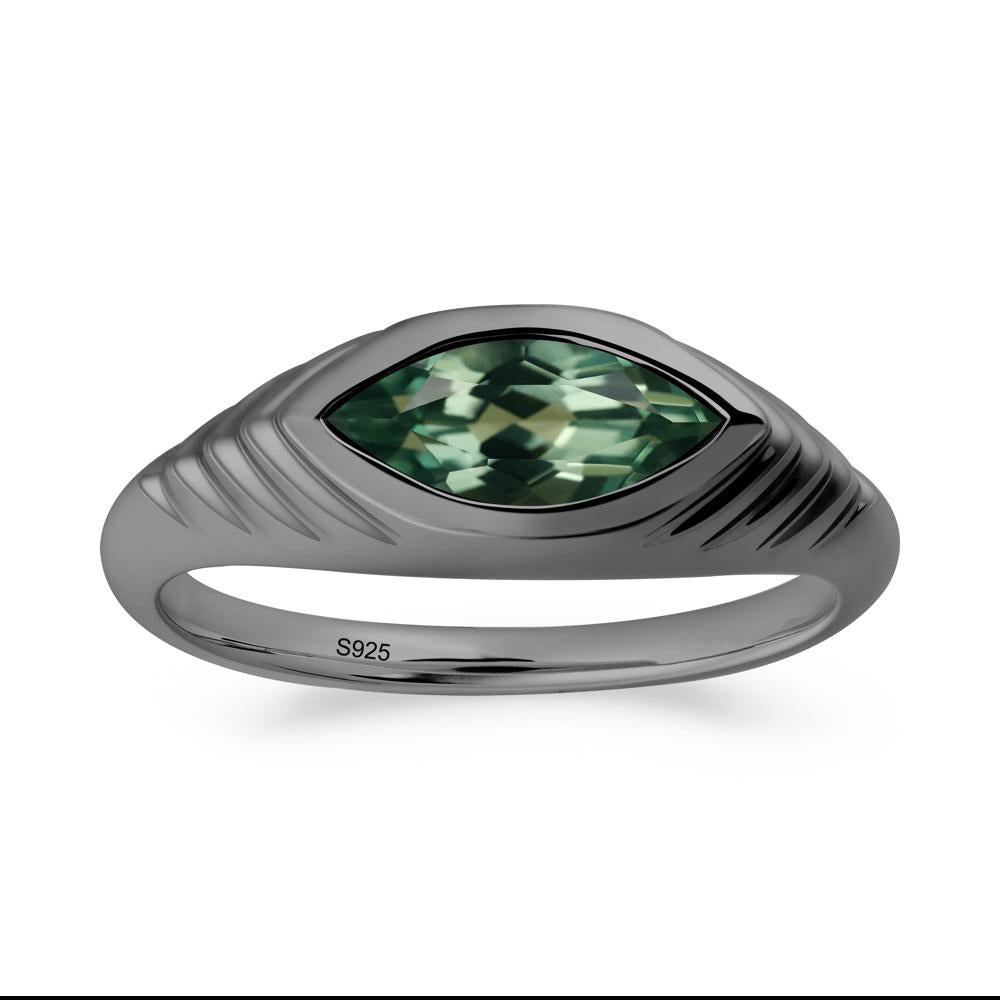 Marquise Green Sapphire Statement Eye Ring - LUO Jewelry #metal_black finish sterling silver