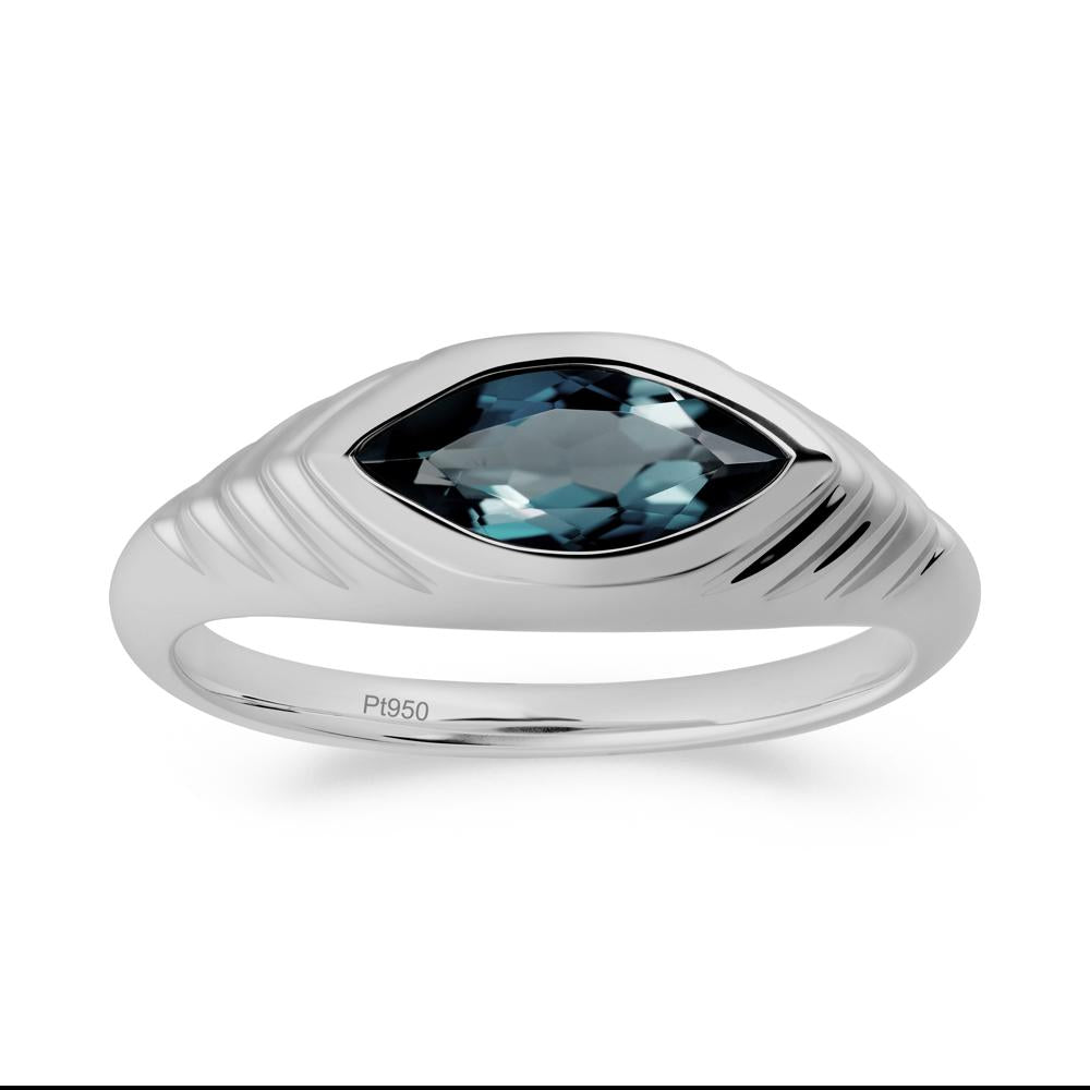 Bezel Set Marquise London Blue Topaz Ring - LUO Jewelry #metal_platinum