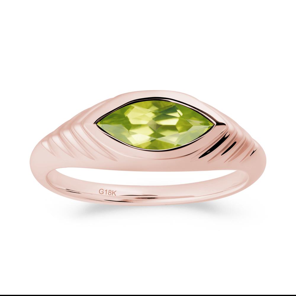 Bezel Set Marquise Peridot Ring - LUO Jewelry #metal_18k rose gold