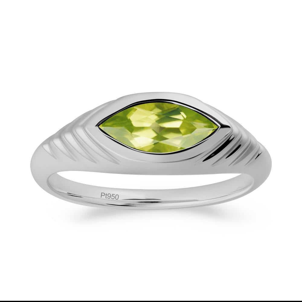 Bezel Set Marquise Peridot Ring - LUO Jewelry #metal_platinum