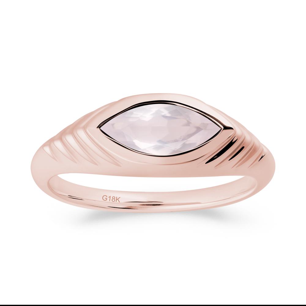 Bezel Set Marquise Rose Quartz Ring - LUO Jewelry #metal_18k rose gold