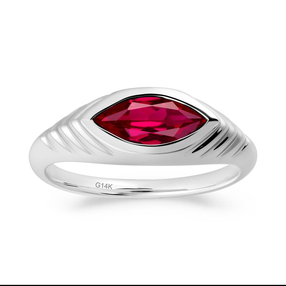 Evil Eye Inspired Ruby Ring - LUO Jewelry #metal_14k white gold