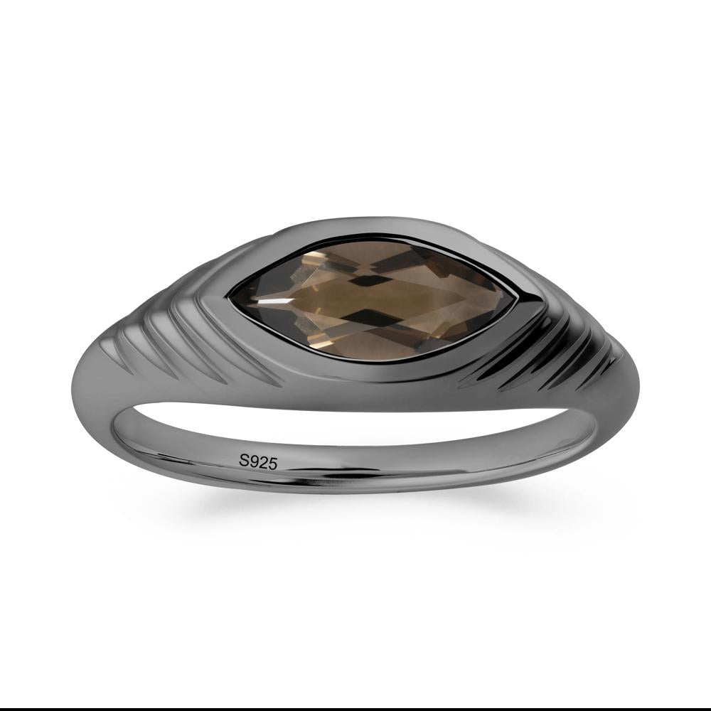 Evil Eye Inspired Smoky Quartz Ring - LUO Jewelry #metal_black finish sterling silver