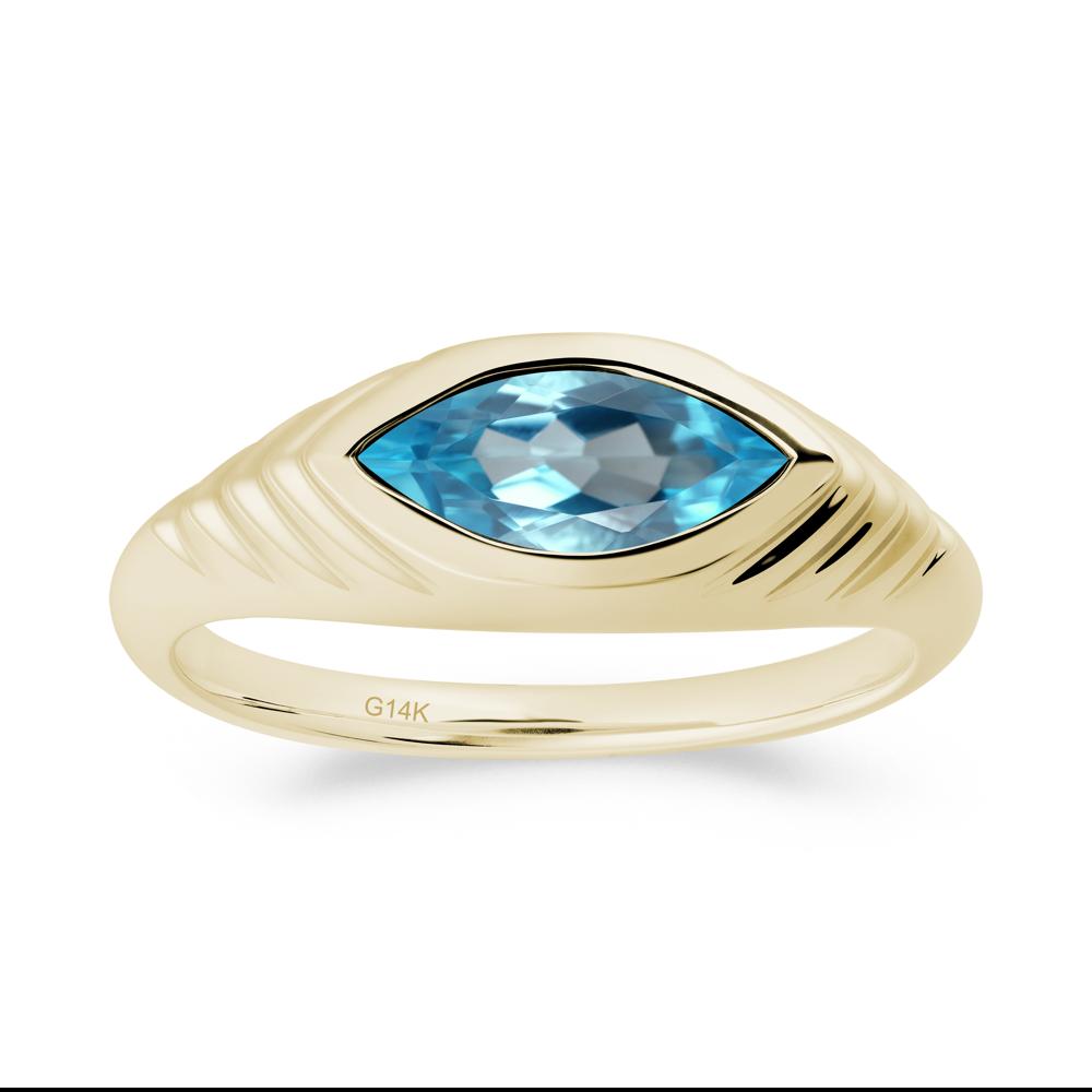 Evil Eye Inspired Swiss Blue Topaz Ring - LUO Jewelry #metal_14k yellow gold
