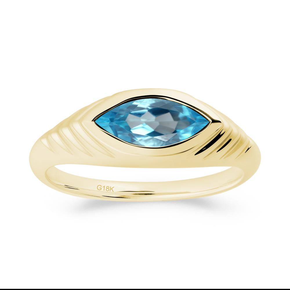 Evil Eye Inspired Swiss Blue Topaz Ring - LUO Jewelry #metal_18k yellow gold