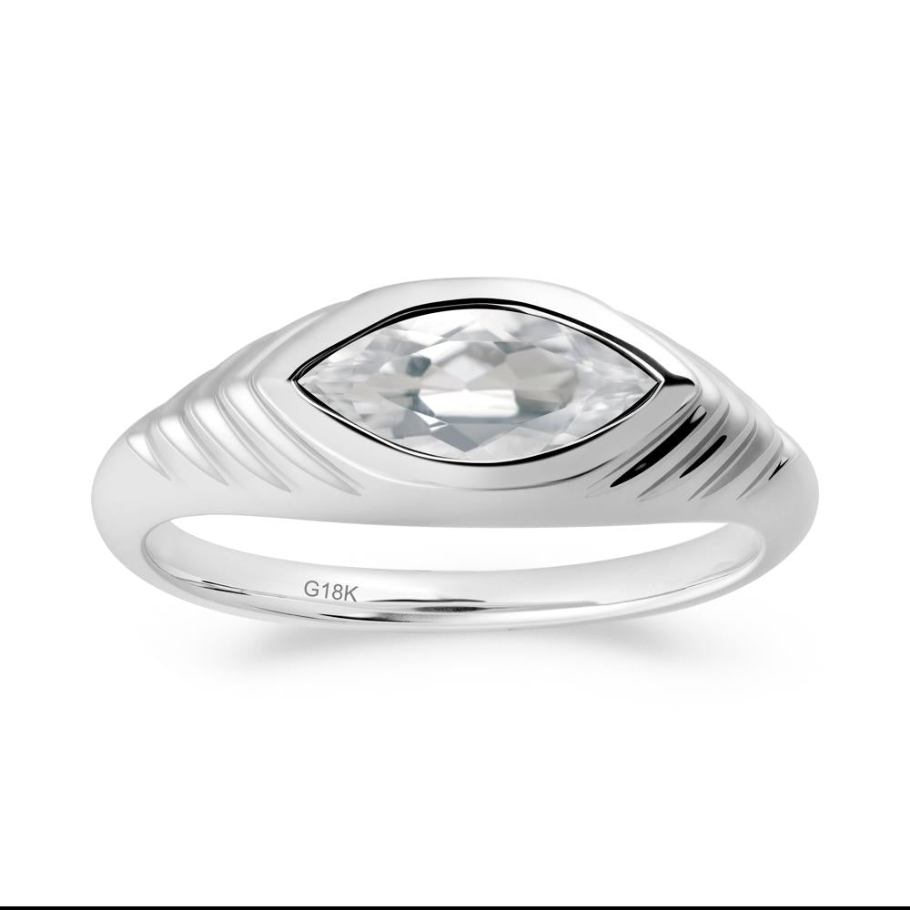 Marquise White Topaz Statement Eye Ring - LUO Jewelry #metal_18k white gold