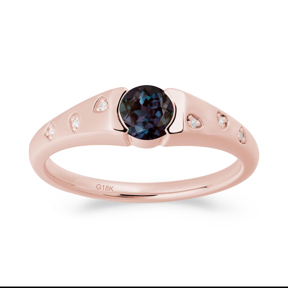 Minimalist Round Alexandrite Promise Ring - LUO Jewelry #metal_18k rose gold