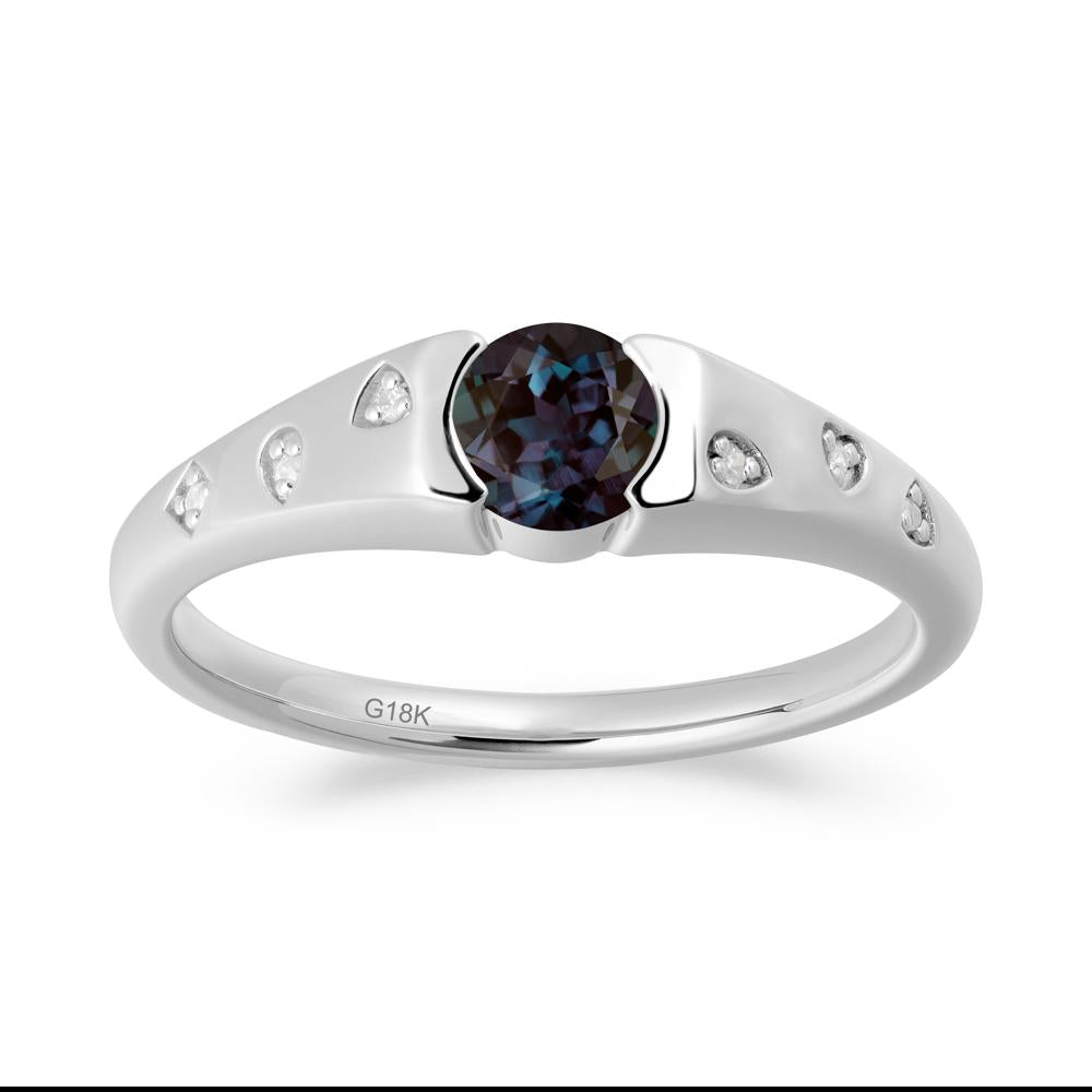 Minimalist Round Alexandrite Promise Ring - LUO Jewelry #metal_18k white gold
