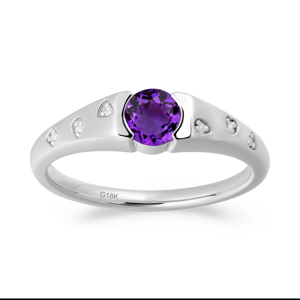 Minimalist Round Amethyst Promise Ring - LUO Jewelry #metal_18k white gold