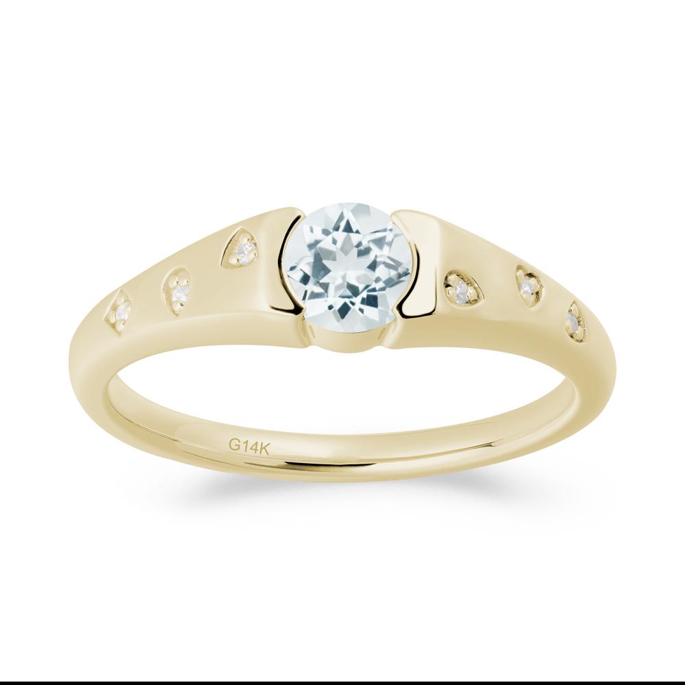 Minimalist Round Aquamarine Promise Ring - LUO Jewelry #metal_14k yellow gold