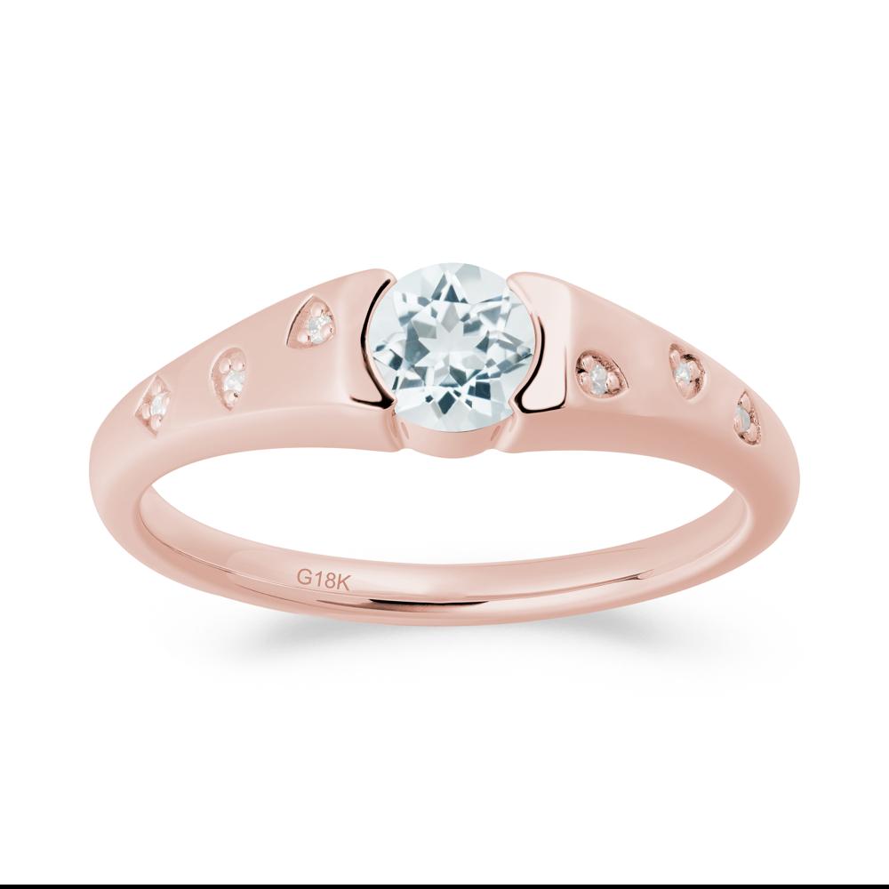 Minimalist Round Aquamarine Promise Ring - LUO Jewelry #metal_18k rose gold