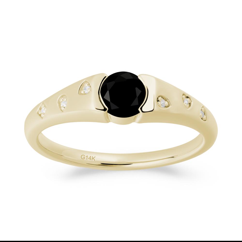 Minimalist Round Black Spinel Promise Ring - LUO Jewelry #metal_14k yellow gold