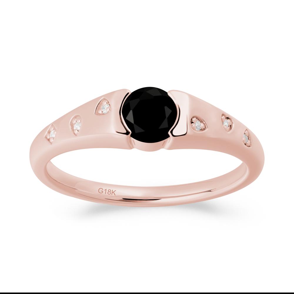 Minimalist Round Black Spinel Promise Ring - LUO Jewelry #metal_18k rose gold