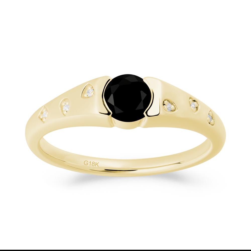 Minimalist Round Black Spinel Promise Ring - LUO Jewelry #metal_18k yellow gold