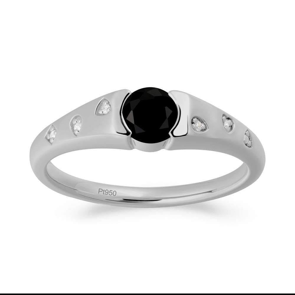 Minimalist Round Black Spinel Promise Ring - LUO Jewelry #metal_platinum