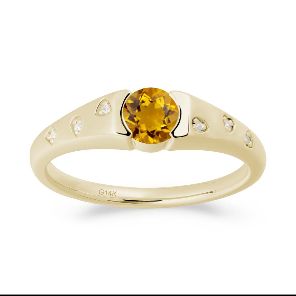 Minimalist Round Citrine Promise Ring - LUO Jewelry #metal_14k yellow gold
