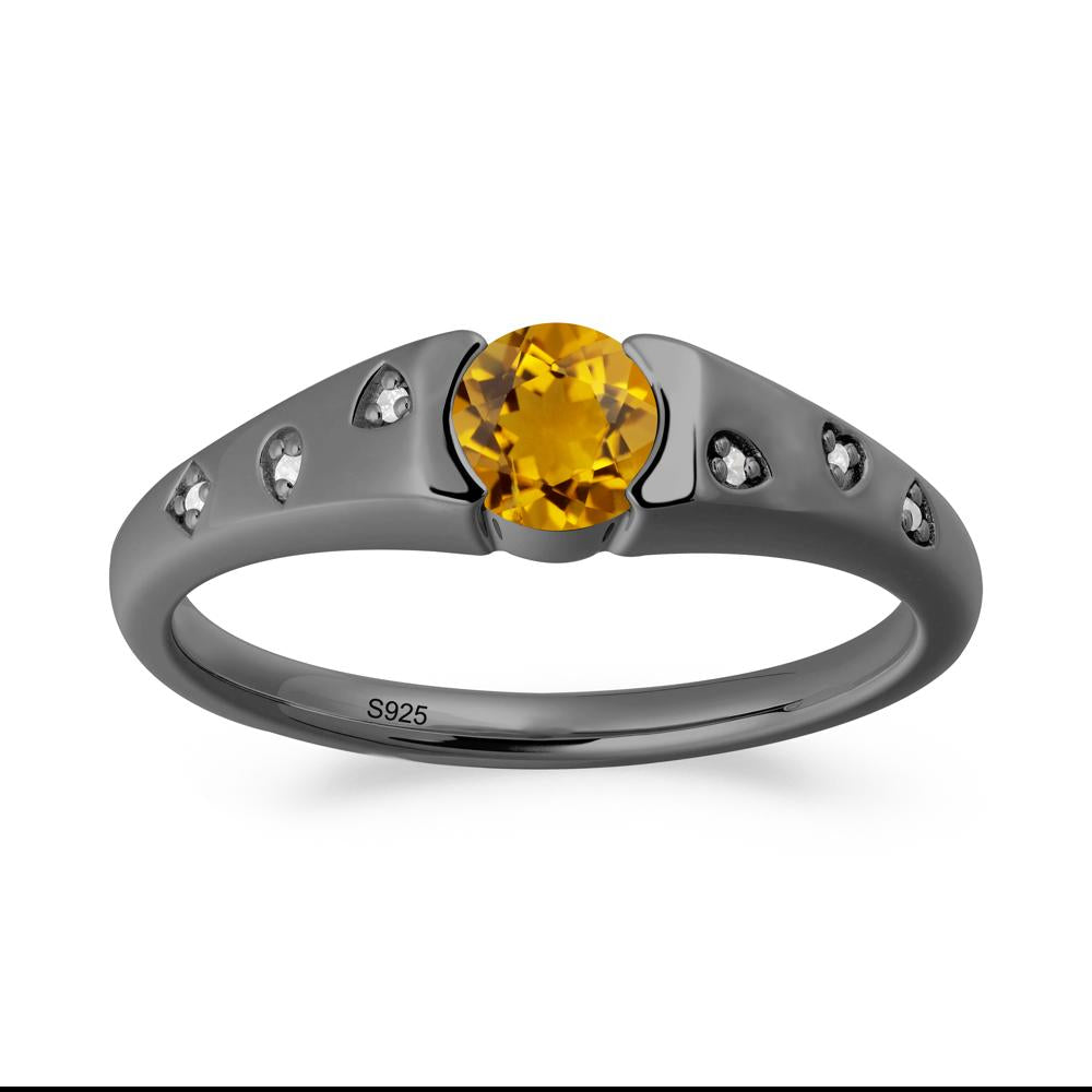 Minimalist Round Citrine Promise Ring - LUO Jewelry #metal_black finish sterling silver