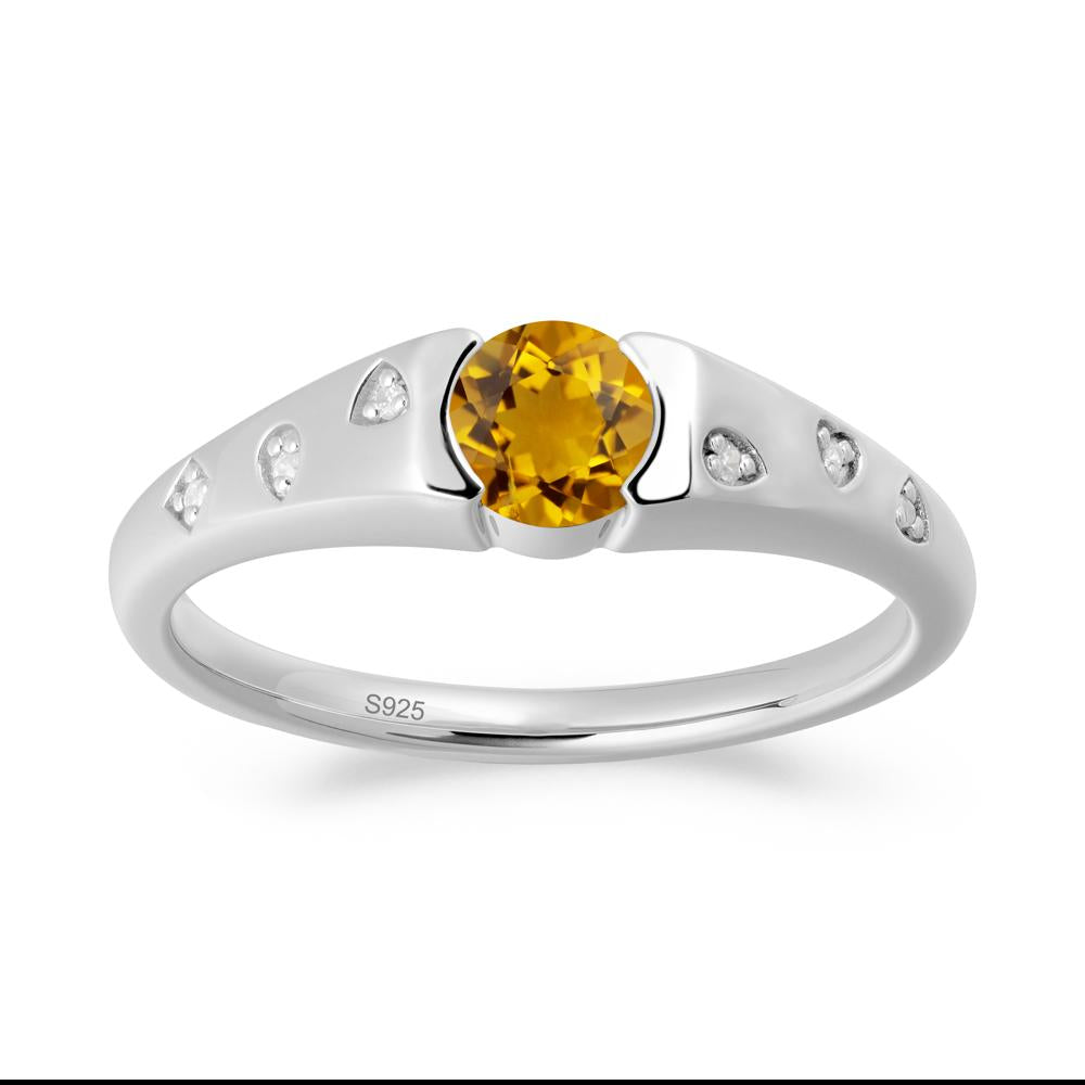 Minimalist Round Citrine Promise Ring - LUO Jewelry #metal_sterling silver