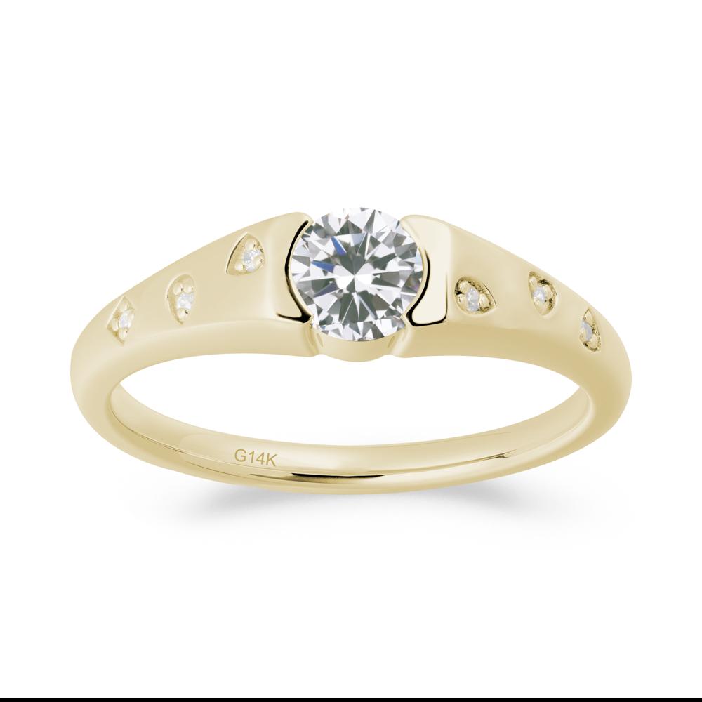 Minimalist Round Cubic Zirconia Promise Ring - LUO Jewelry #metal_14k yellow gold