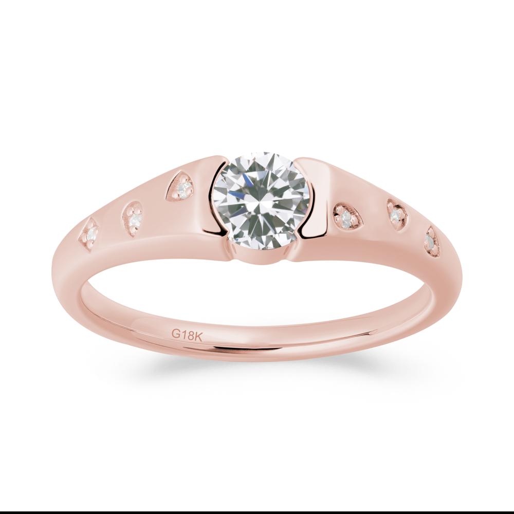 Minimalist Round Cubic Zirconia Promise Ring - LUO Jewelry #metal_18k rose gold