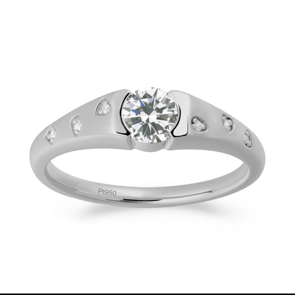 Minimalist Round Cubic Zirconia Promise Ring - LUO Jewelry #metal_platinum