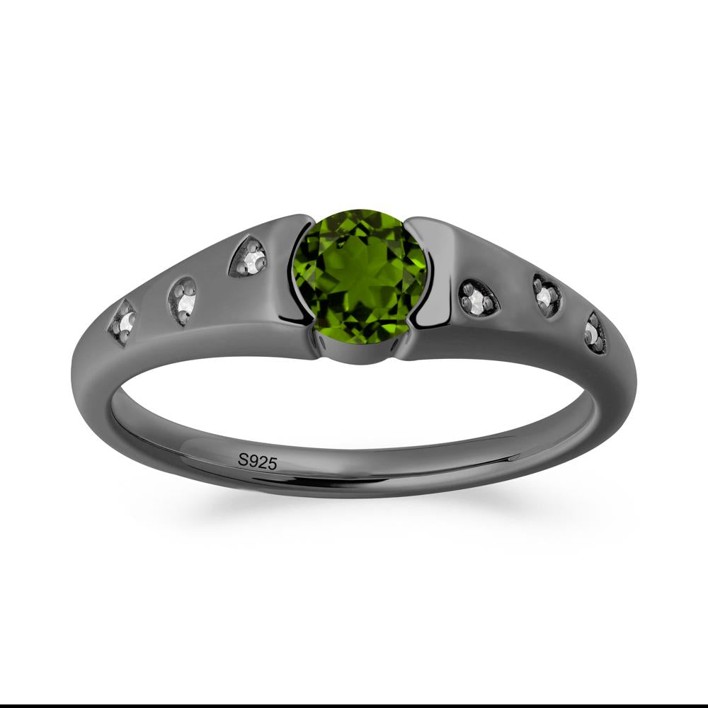 Minimalist Round Diopside Promise Ring - LUO Jewelry #metal_black finish sterling silver