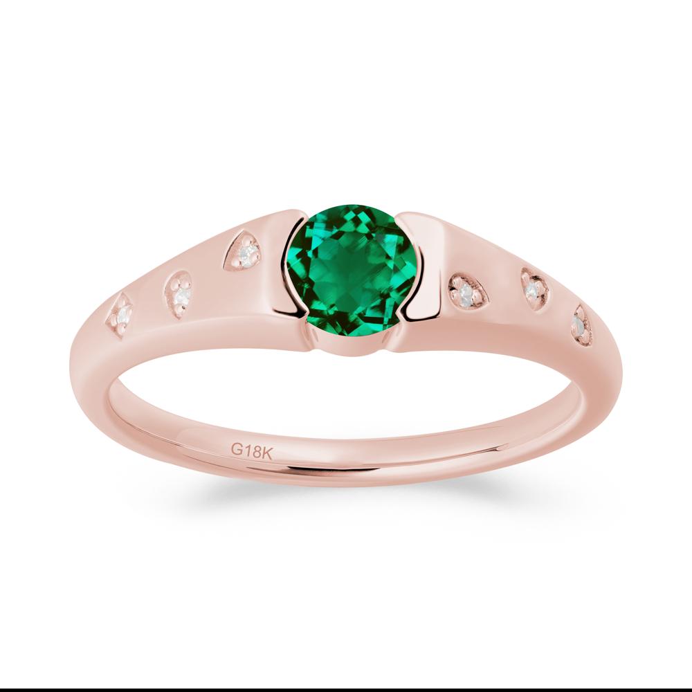 Minimalist Round Emerald Promise Ring - LUO Jewelry #metal_18k rose gold