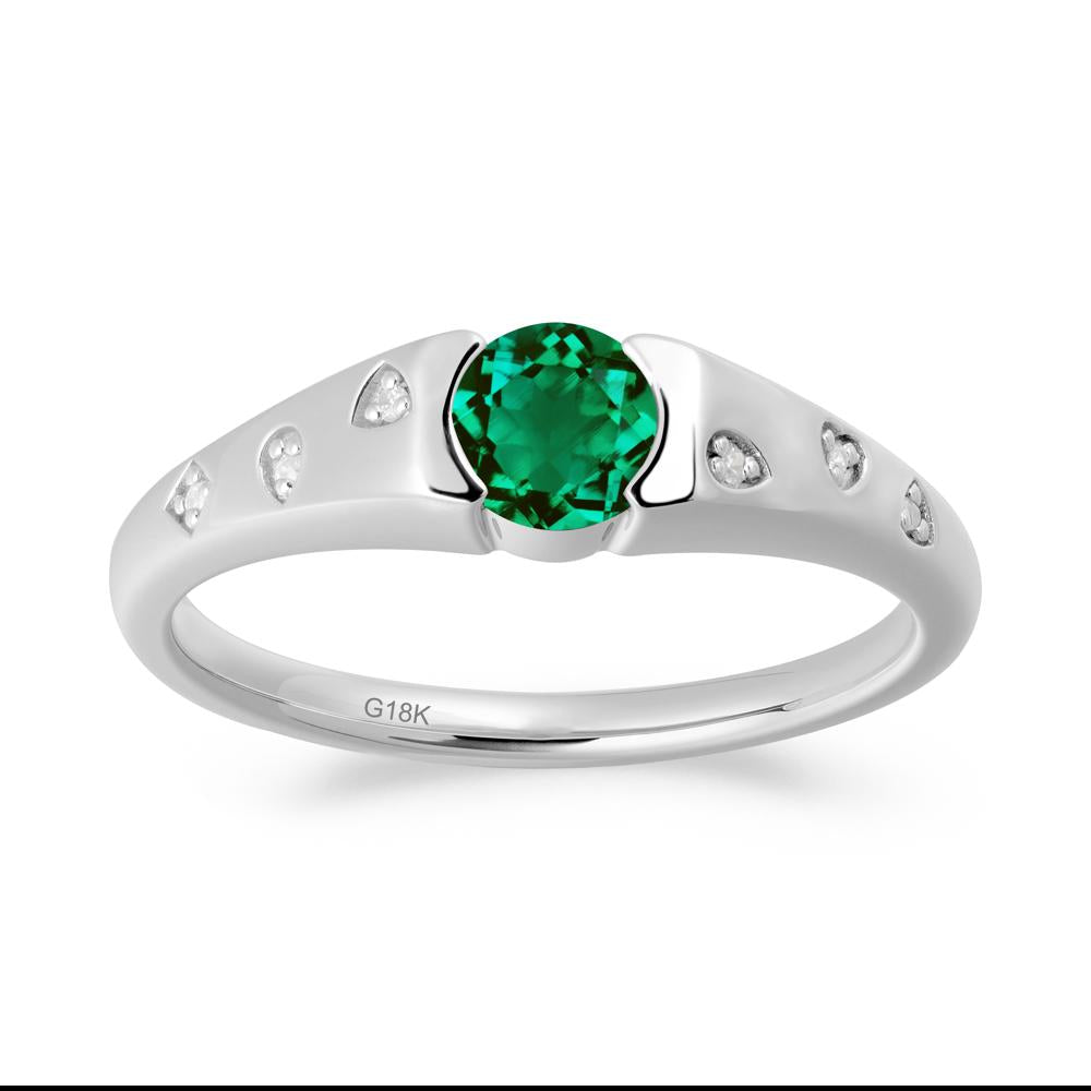 Minimalist Round Emerald Promise Ring - LUO Jewelry #metal_18k white gold