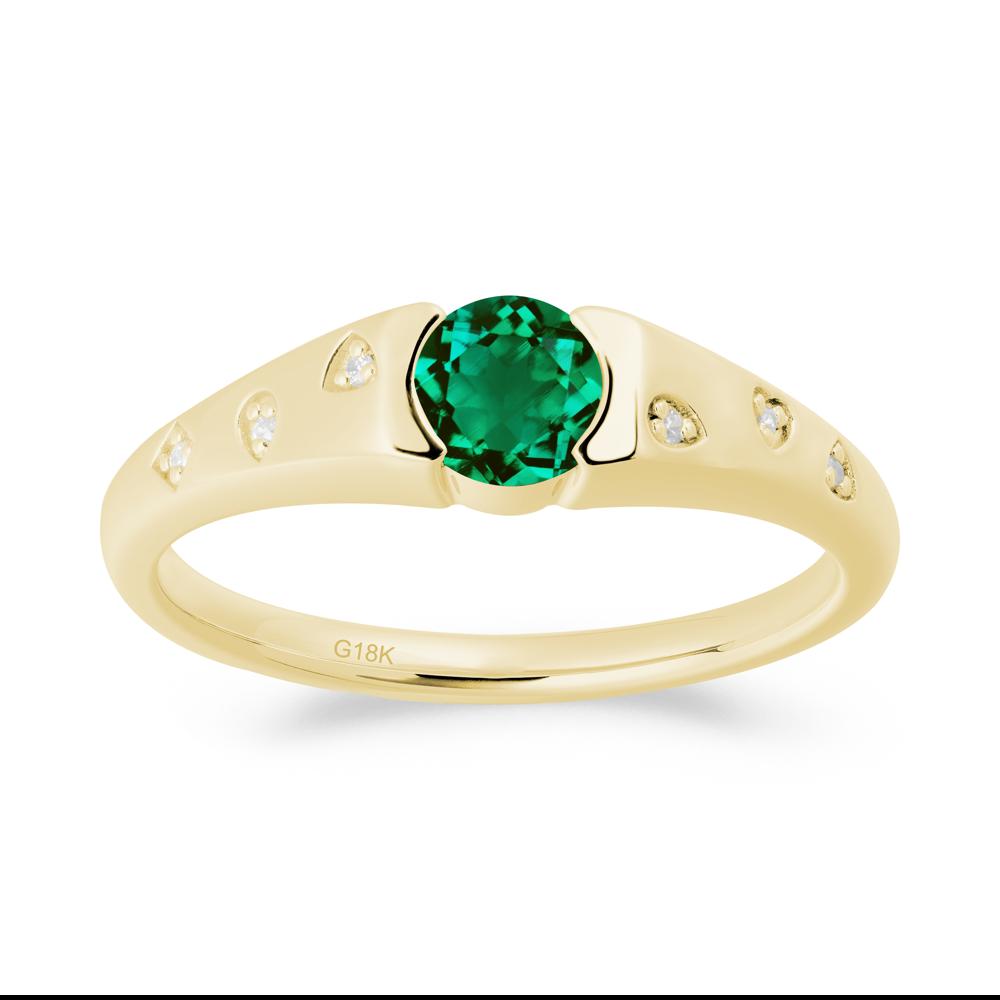 Minimalist Round Emerald Promise Ring - LUO Jewelry #metal_18k yellow gold