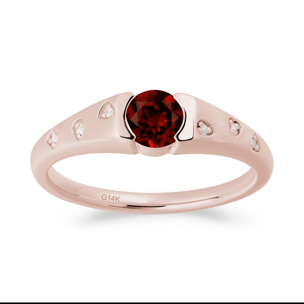 Minimalist Round Garnet Promise Ring - LUO Jewelry #metal_14k rose gold