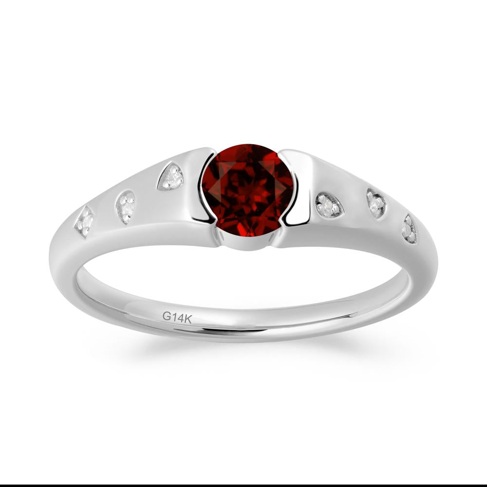 Minimalist Round Garnet Promise Ring - LUO Jewelry #metal_14k white gold
