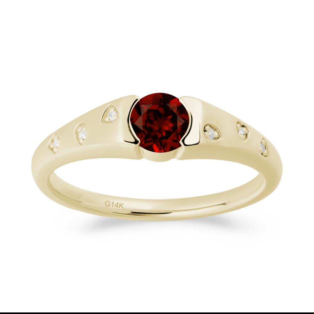 Minimalist Round Garnet Promise Ring - LUO Jewelry #metal_14k yellow gold