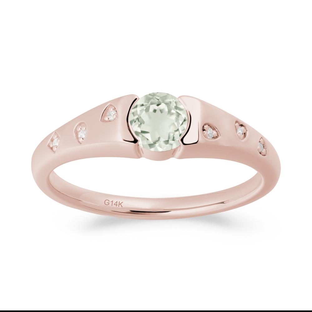 Minimalist Round Green Amethyst Promise Ring - LUO Jewelry #metal_14k rose gold