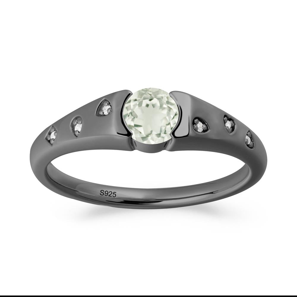 Minimalist Round Green Amethyst Promise Ring - LUO Jewelry #metal_black finish sterling silver