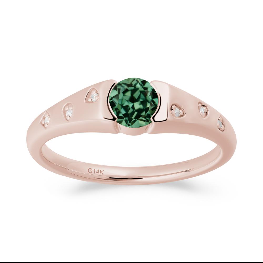 Minimalist Round Green Sapphire Promise Ring - LUO Jewelry #metal_14k rose gold