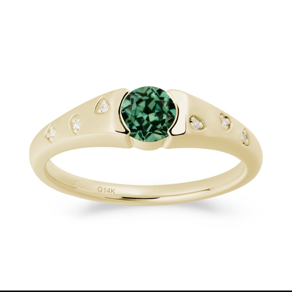 Minimalist Round Green Sapphire Promise Ring - LUO Jewelry #metal_14k yellow gold