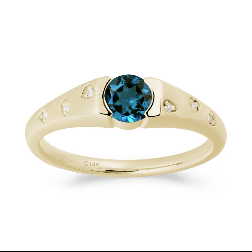 Minimalist Round London Blue Topaz Promise Ring - LUO Jewelry #metal_14k yellow gold