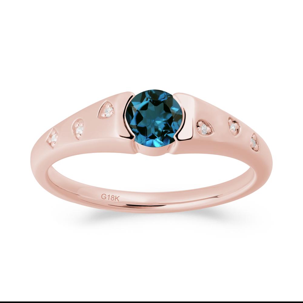 Minimalist Round London Blue Topaz Promise Ring - LUO Jewelry #metal_18k rose gold
