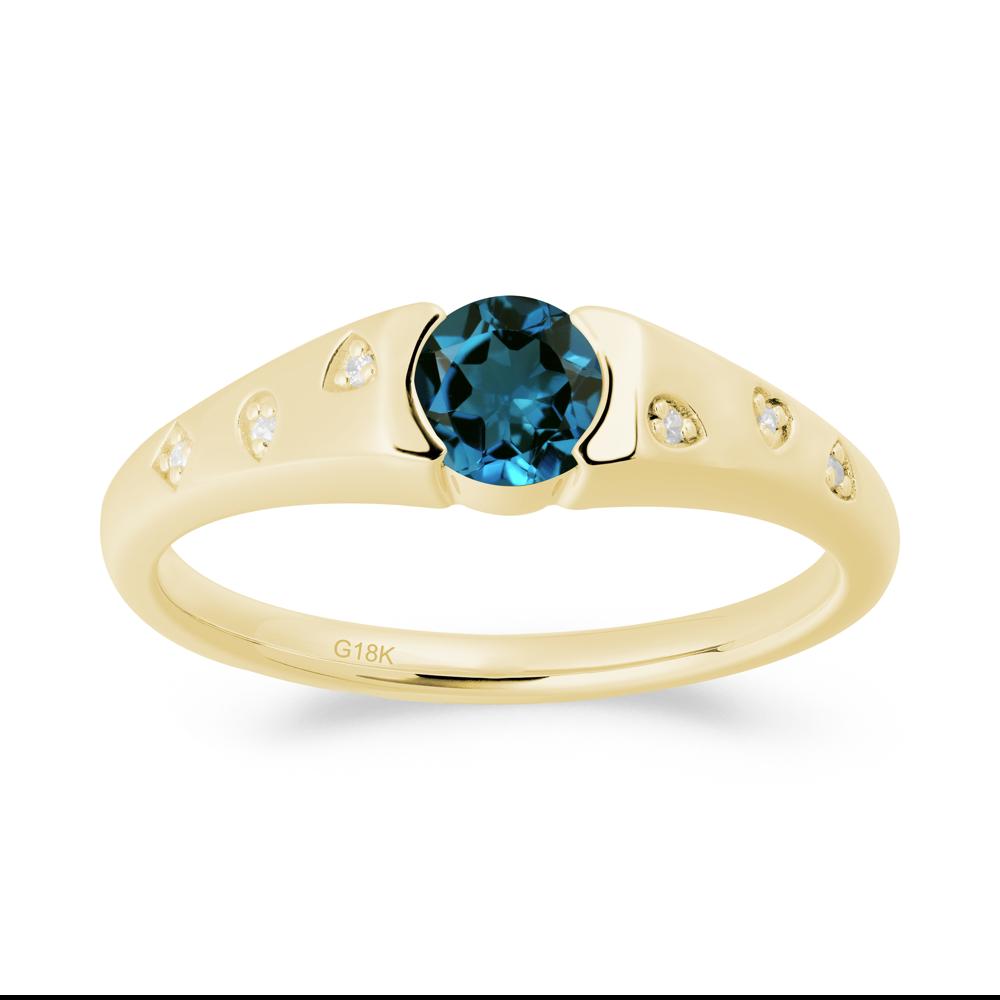 Minimalist Round London Blue Topaz Promise Ring - LUO Jewelry #metal_18k yellow gold