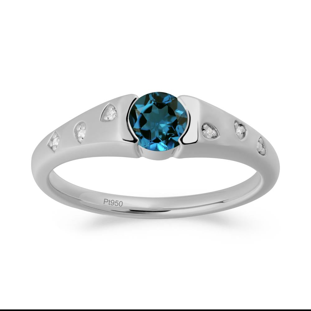 Minimalist Round London Blue Topaz Promise Ring - LUO Jewelry #metal_platinum